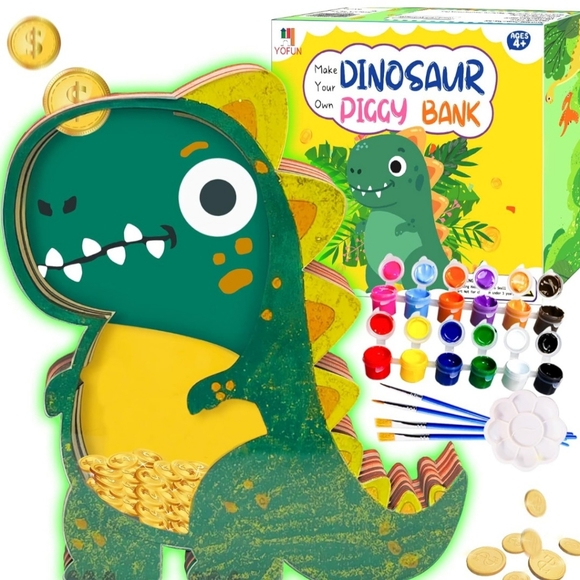 Make Your Own Dinosaur Piggy Bank - Dinosaur Toys for Kids, Dinosaur Craft Kit - Picture 1 of 7